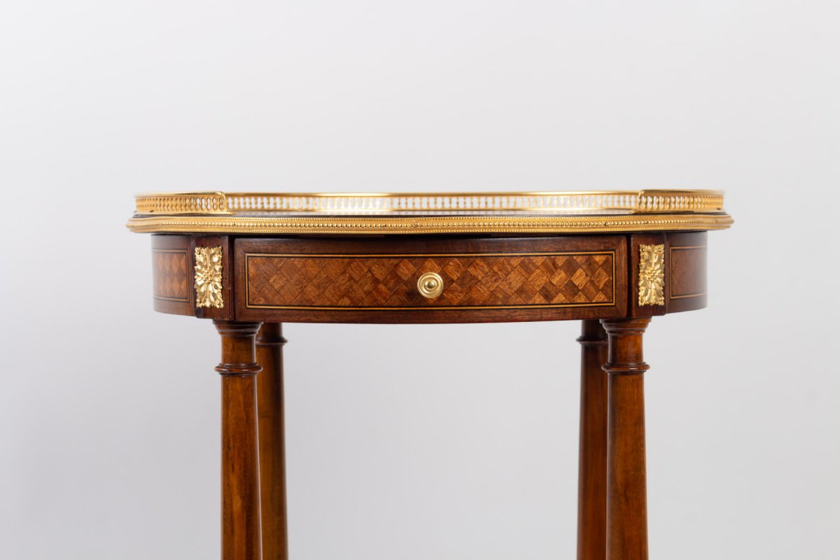 Small Napoleon III Style Veneer Pedestal Table-photo-2