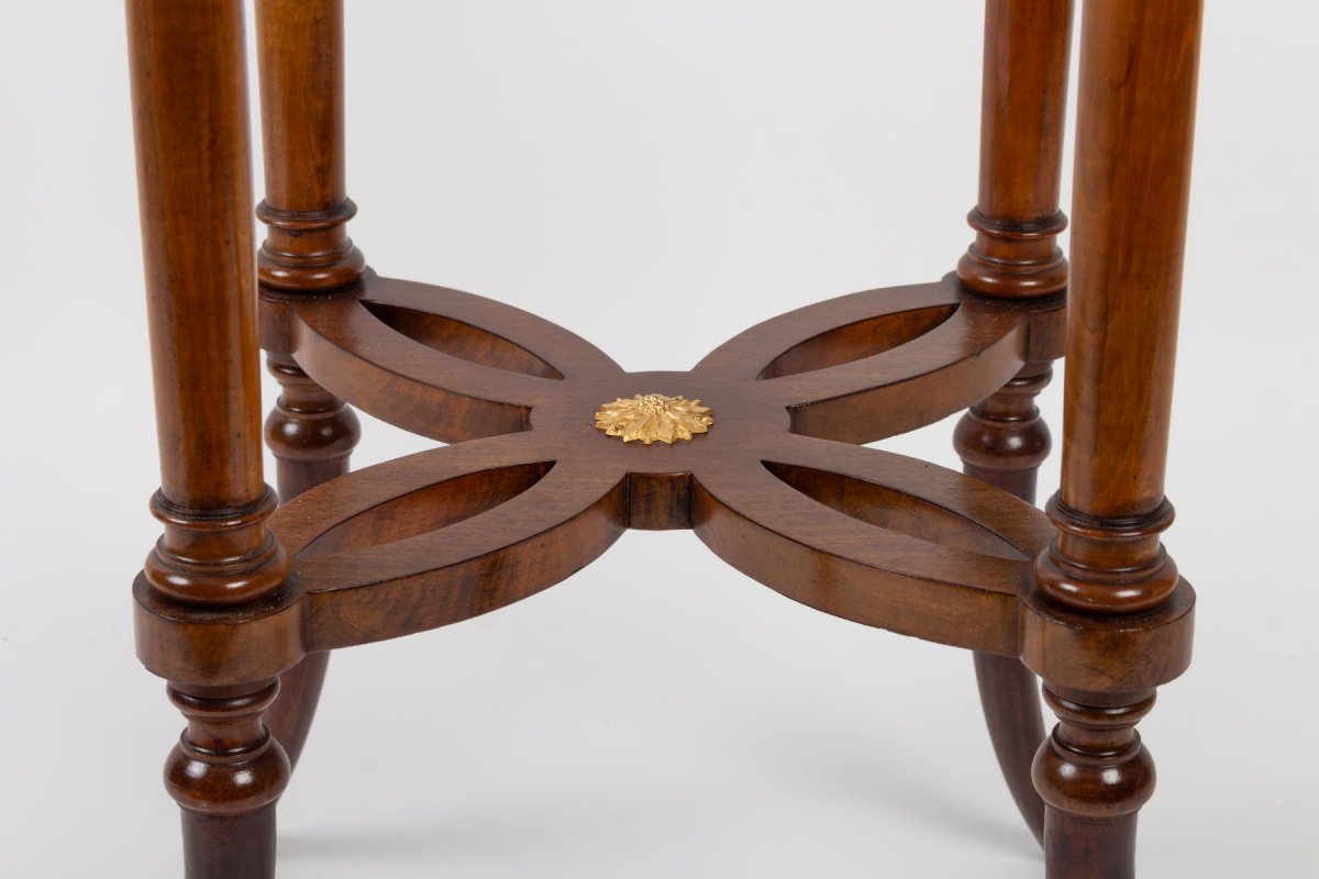 Small Napoleon III Style Veneer Pedestal Table-photo-3