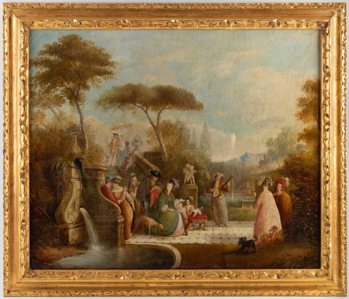 Country Festival, Oil On Canvas From The XVIIIth Attributed To Jean Baptiste Francois.