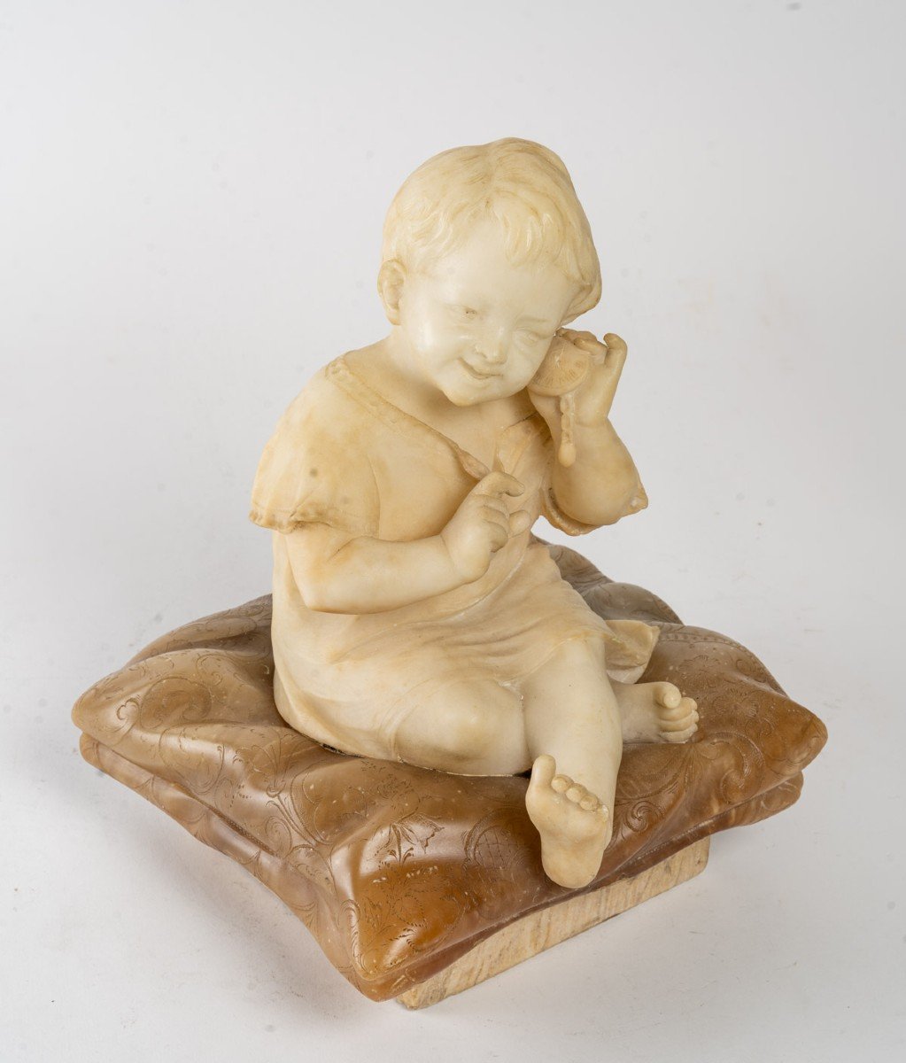 Figurine En Albatre d'Un Petit Enfant -photo-2