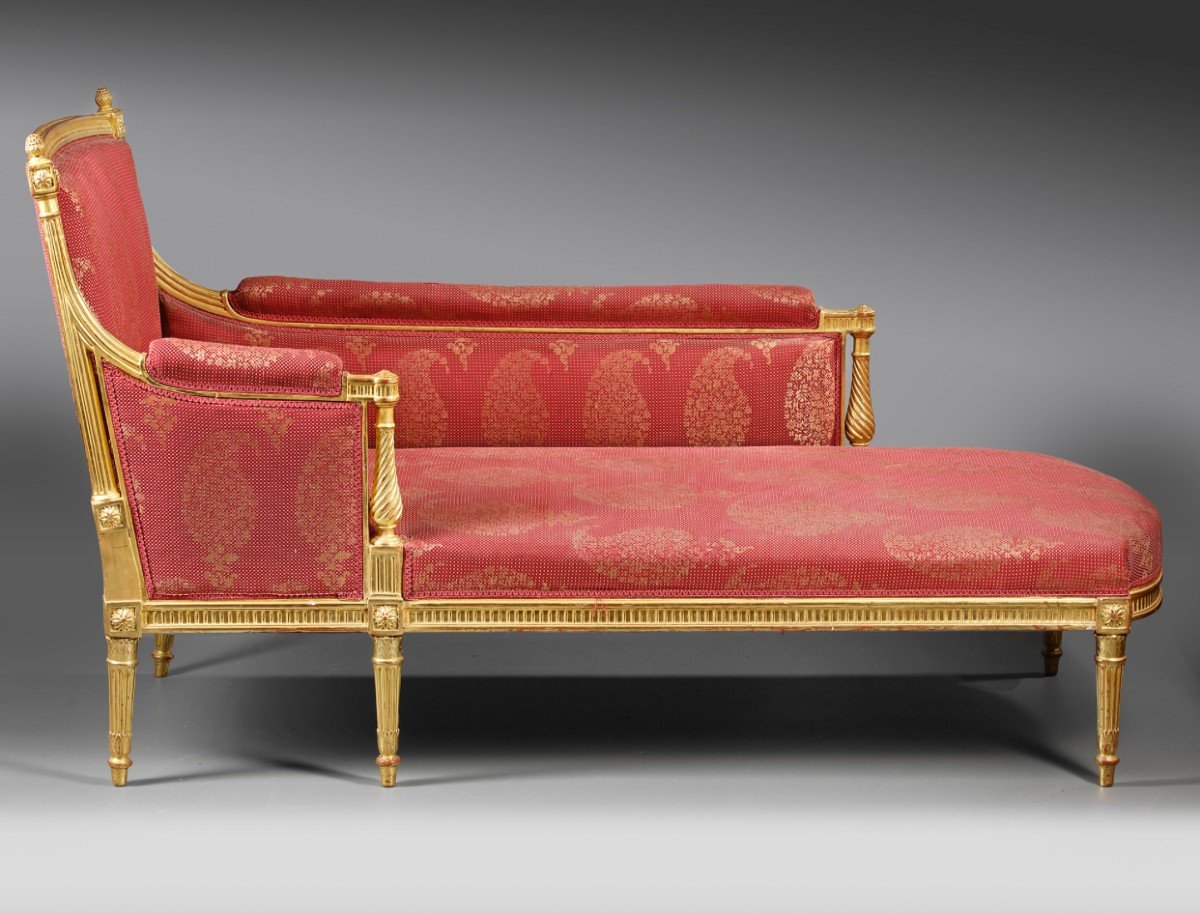 A French Lounge Chair, Louis XVI Style, Late 19th Century-photo-2