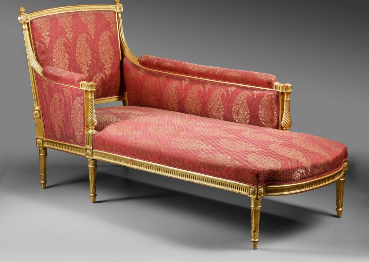 A French Lounge Chair, Louis XVI Style, Late 19th Century