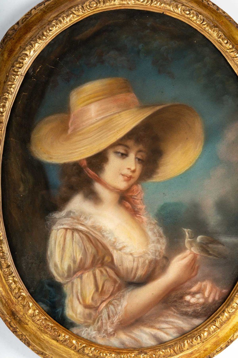 Pastel Of Elegante Lady XVIIIth Century-photo-2