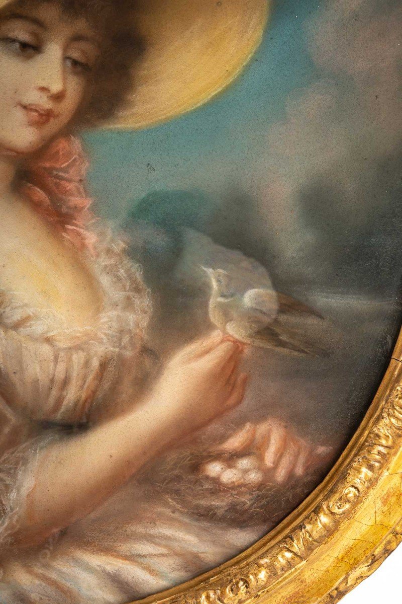Pastel Of Elegante Lady XVIIIth Century-photo-3