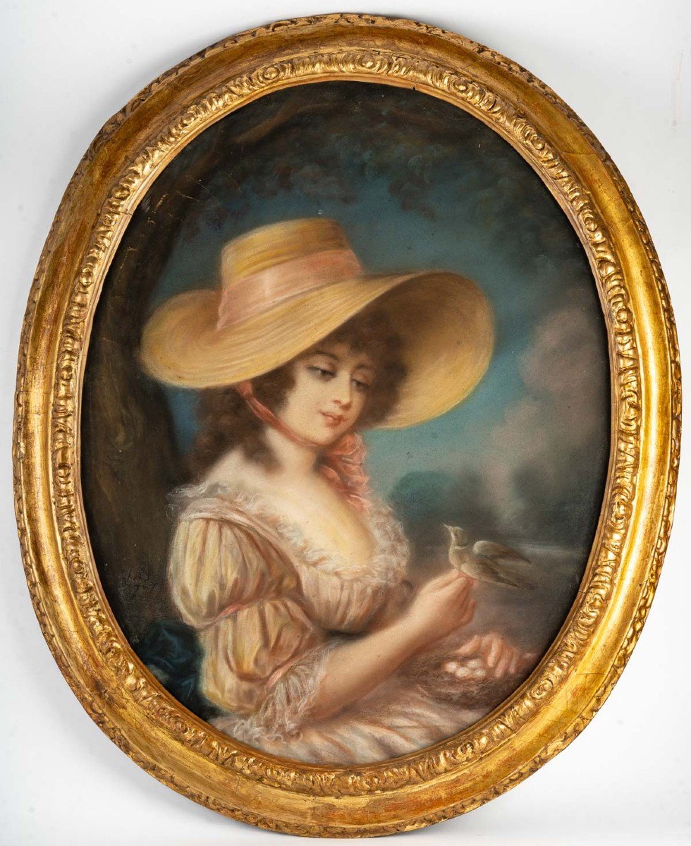 Pastel Of Elegante Lady XVIIIth Century-photo-1