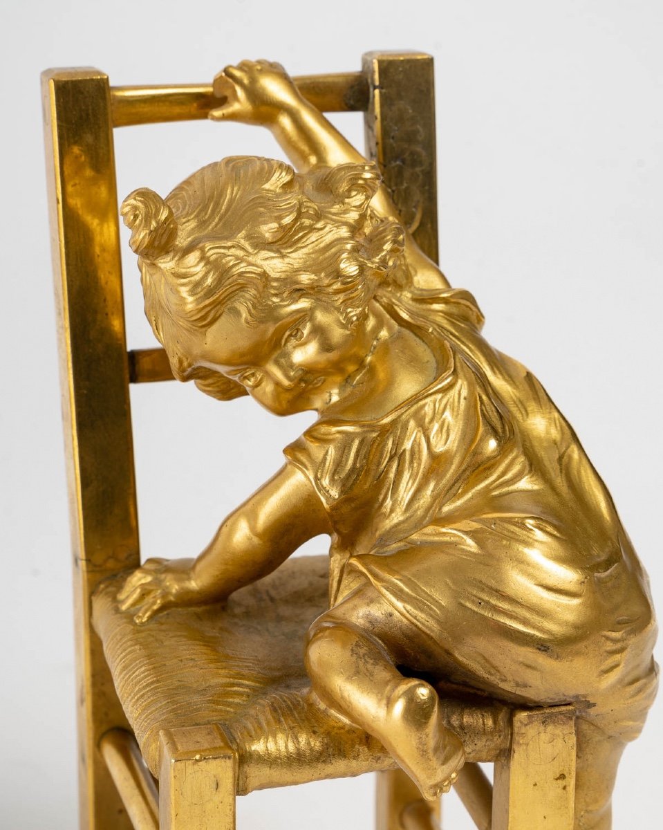Paire De Sculptures En Bronze Doré XIXème Siècle -photo-6