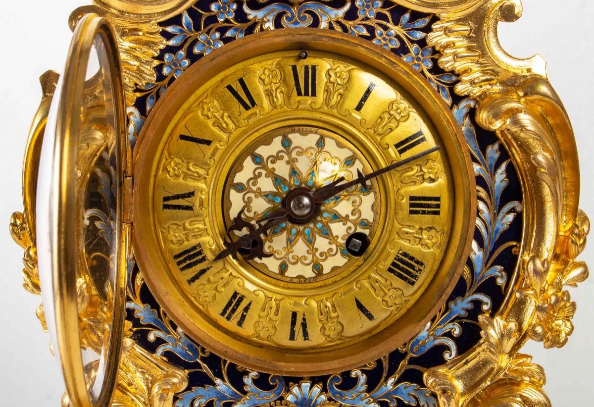Beautiful Gilt Bronze And Cloisonne Enamel Trim Late XIX-photo-4
