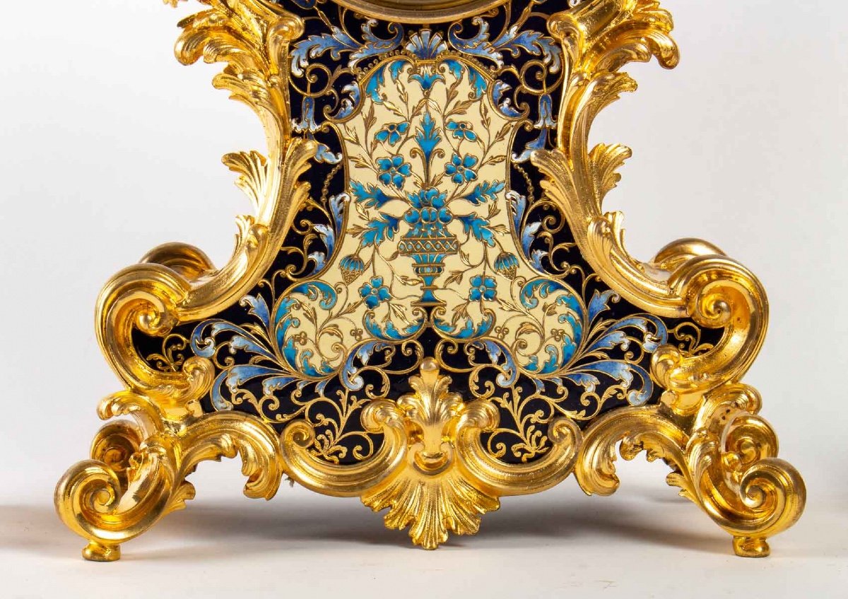 Beautiful Gilt Bronze And Cloisonne Enamel Trim Late XIX-photo-6