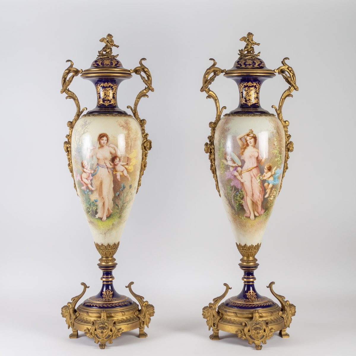 Pair Of Very Beautiful Vases In Sèvres Porcelain XIXth Century-photo-4