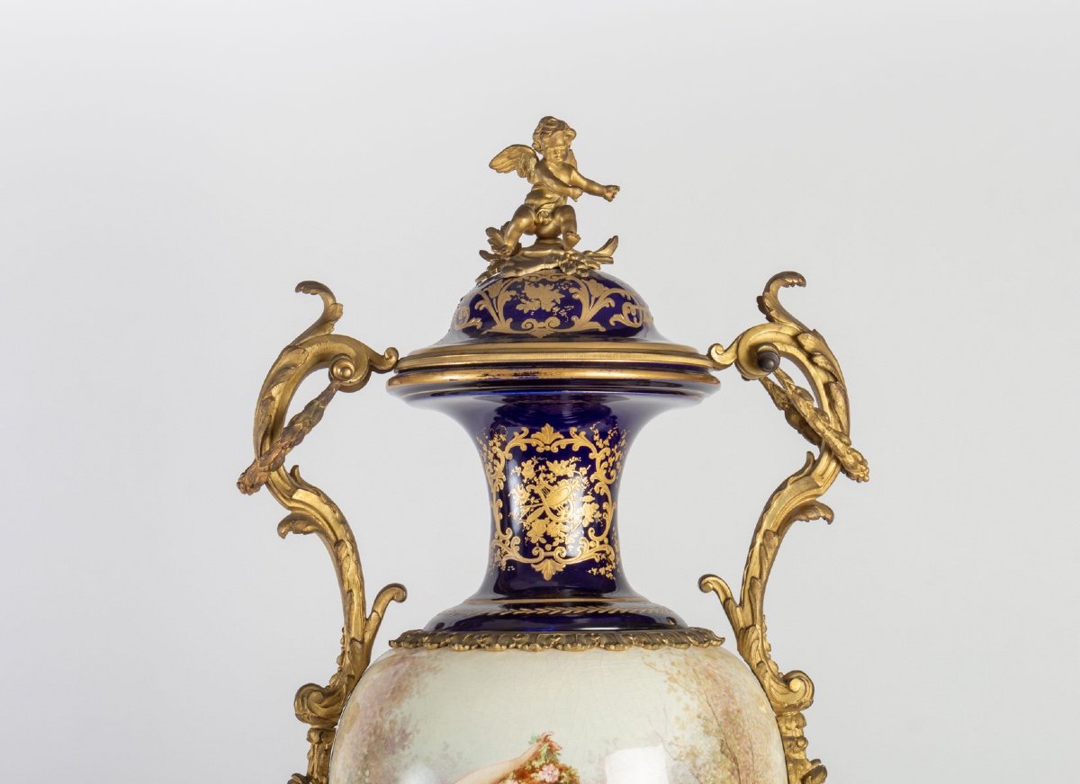 Pair Of Very Beautiful Vases In Sèvres Porcelain XIXth Century-photo-3