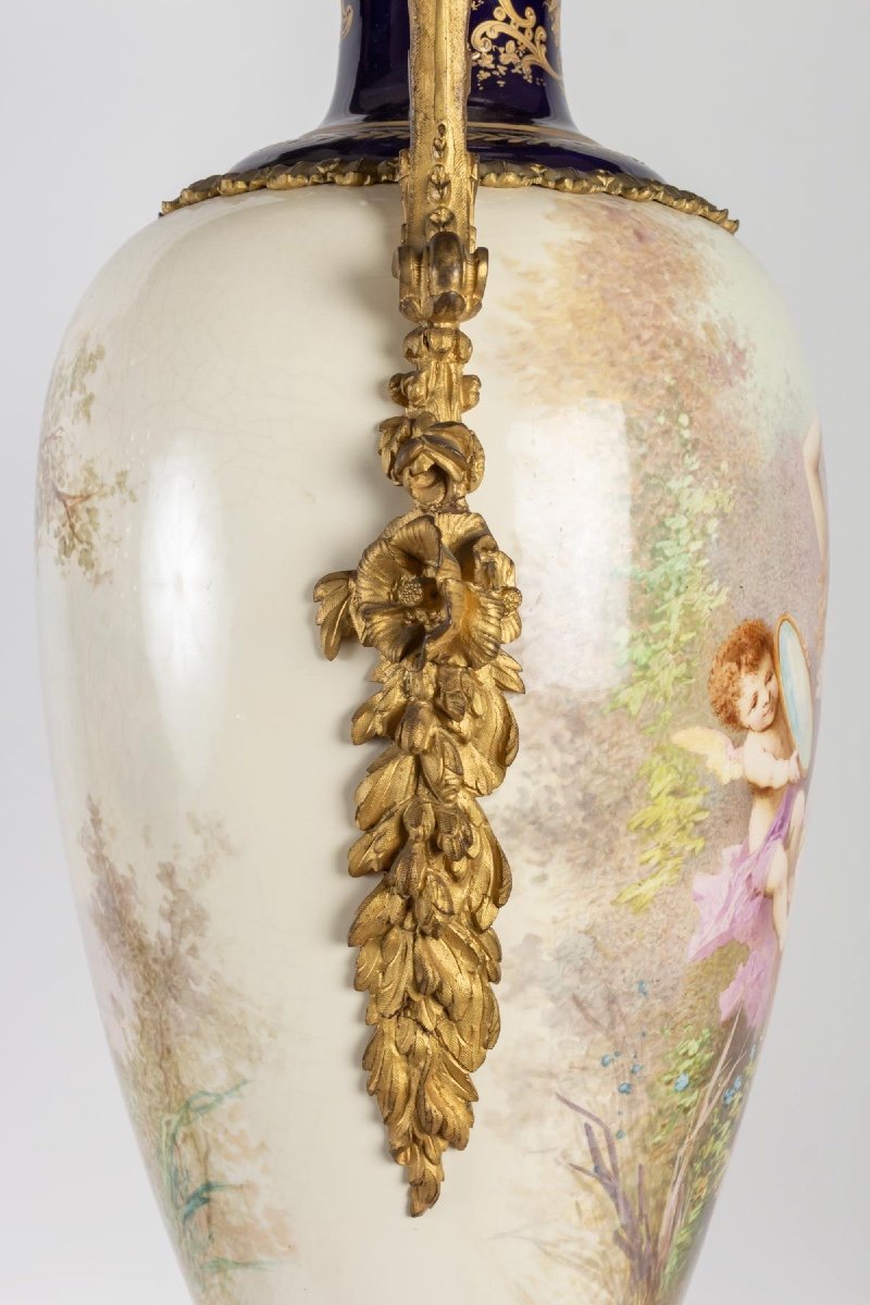 Pair Of Very Beautiful Vases In Sèvres Porcelain XIXth Century-photo-6