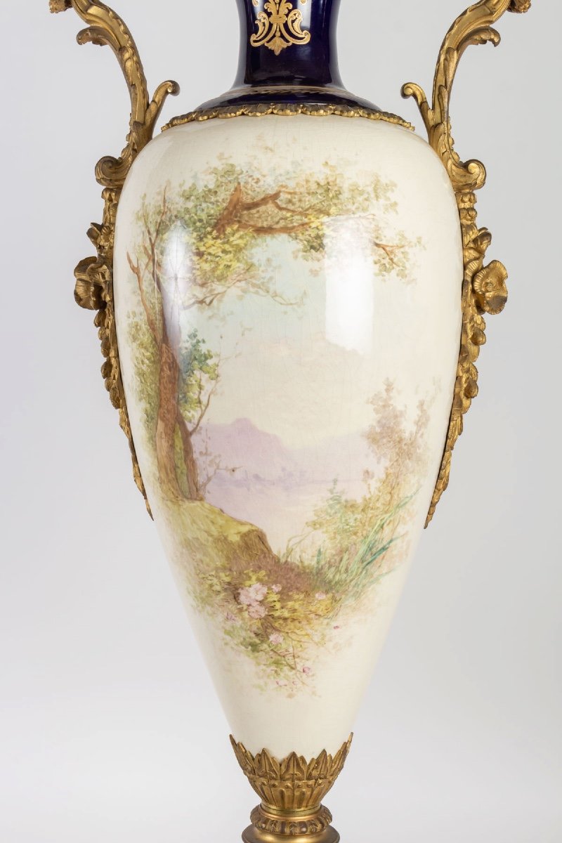 Pair Of Very Beautiful Vases In Sèvres Porcelain XIXth Century-photo-7