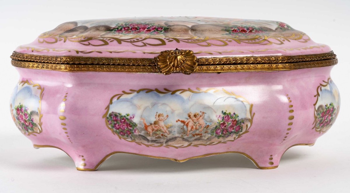 Boite à Bijoux En Porcelaine Rose De Style Sèvres -photo-6