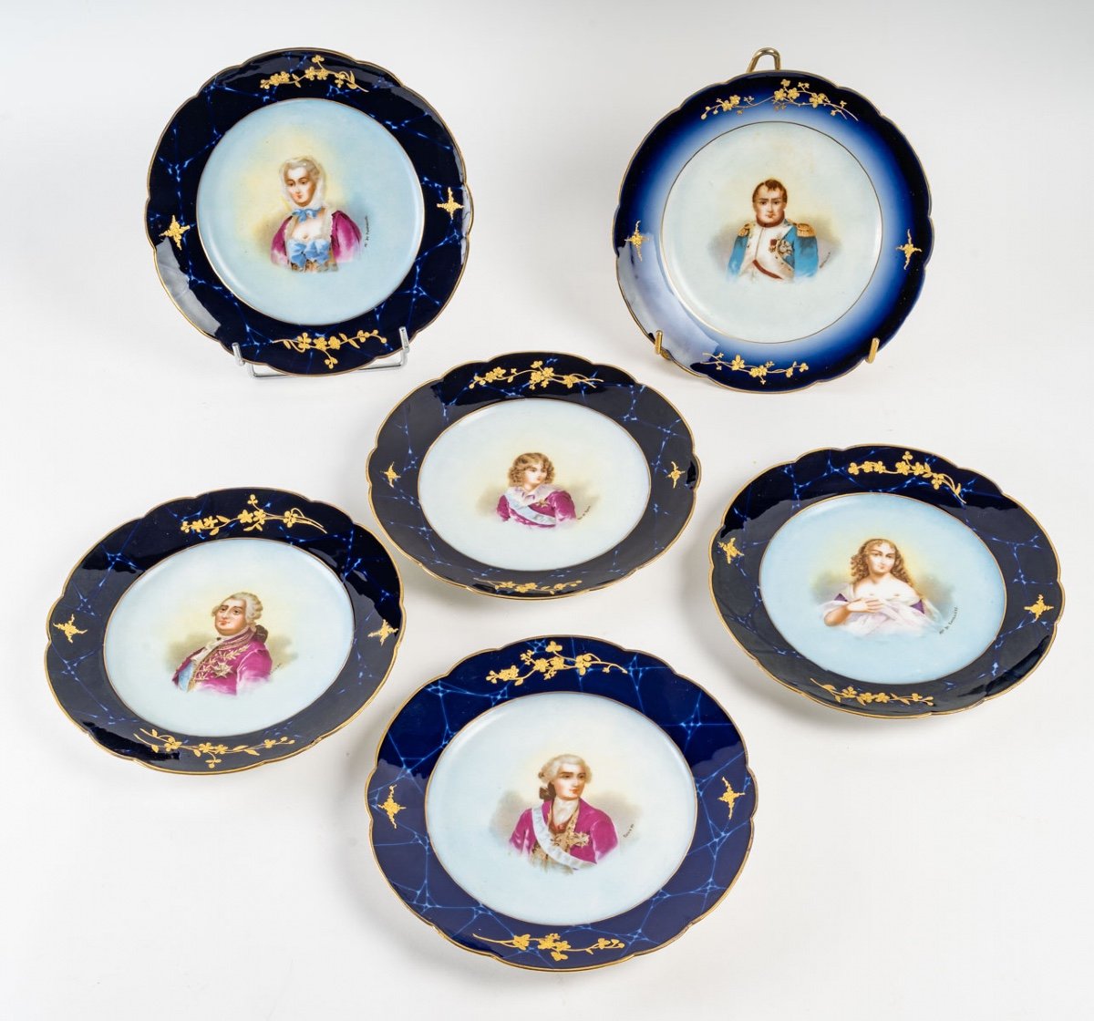Series Of Blue And White Porcelain Plates Late Nineteenth Century