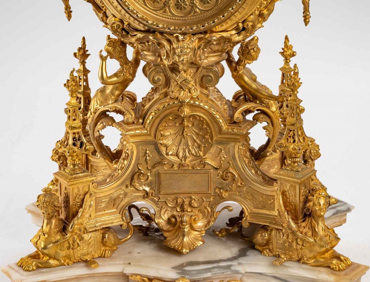 Une Garniture De Cheminée En Bronze Doré  XIXème Siècle-photo-8