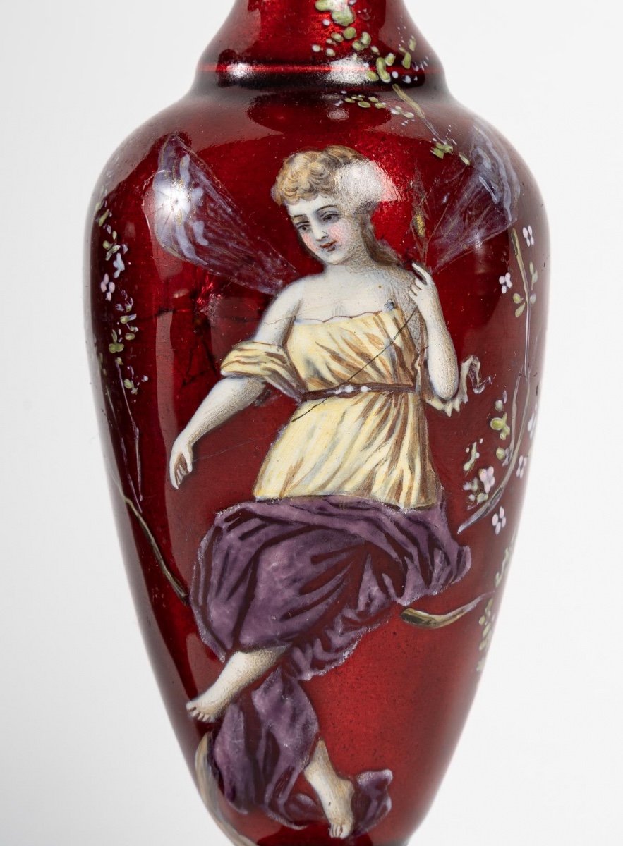 Une Paire De Vases Miniatures En émail Rouge Fin XIXème Siècle -photo-2