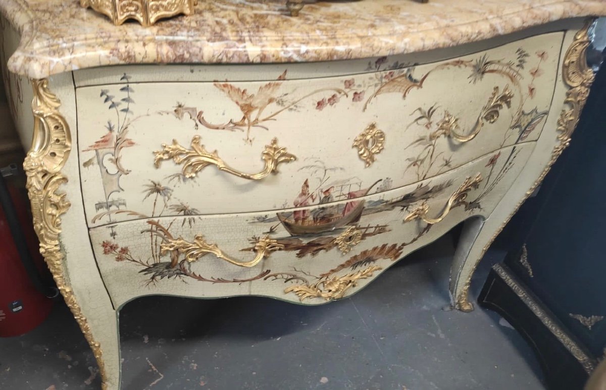 Commode En Laque De Style Louis XV Fin XIXème Siècle -photo-2