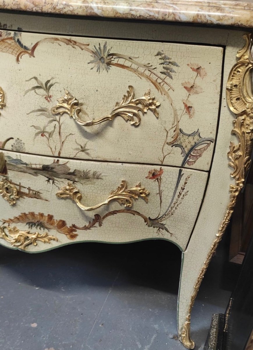 Commode En Laque De Style Louis XV Fin XIXème Siècle -photo-3