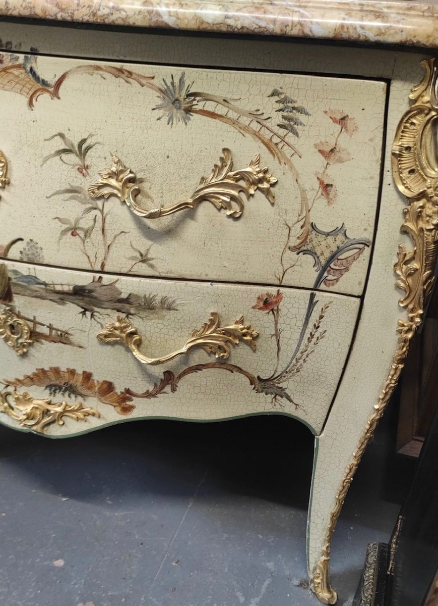 Commode En Laque De Style Louis XV Fin XIXème Siècle -photo-1