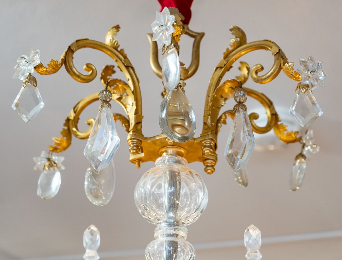 Un Lustre En Bronze Doré Et Cristal Baccarat Fin XIXème Siècle -photo-6