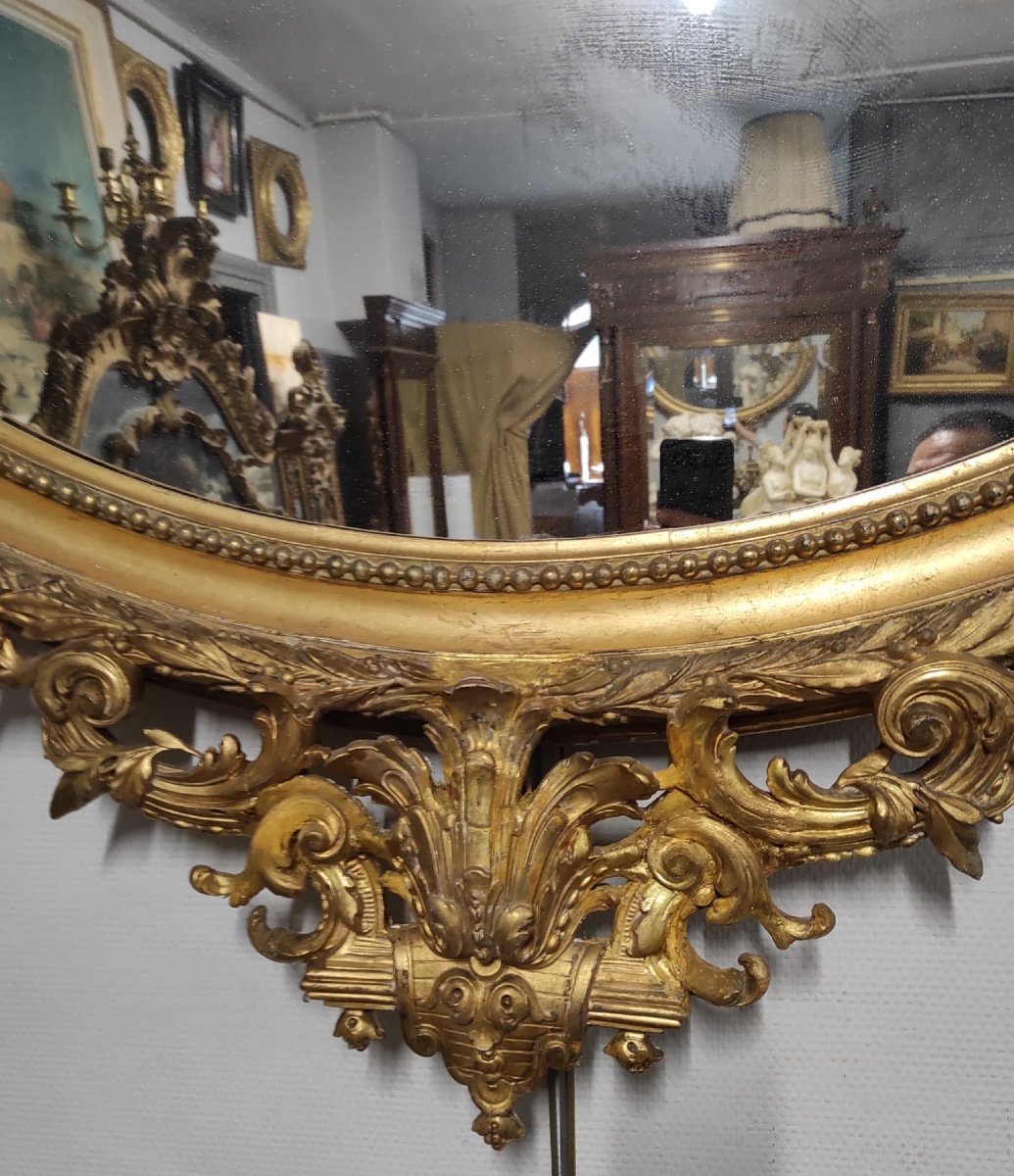 Miroir En Bois Sculpté Et Doré Fin XIXème Siècle -photo-3