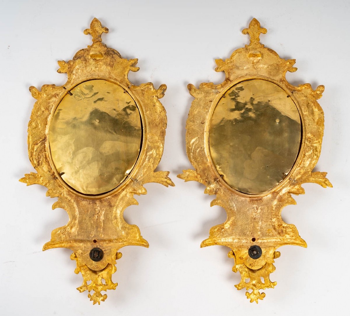 Pair Of Small Gilt Bronze Wall Mirrors Late Nineteenth Century-photo-2