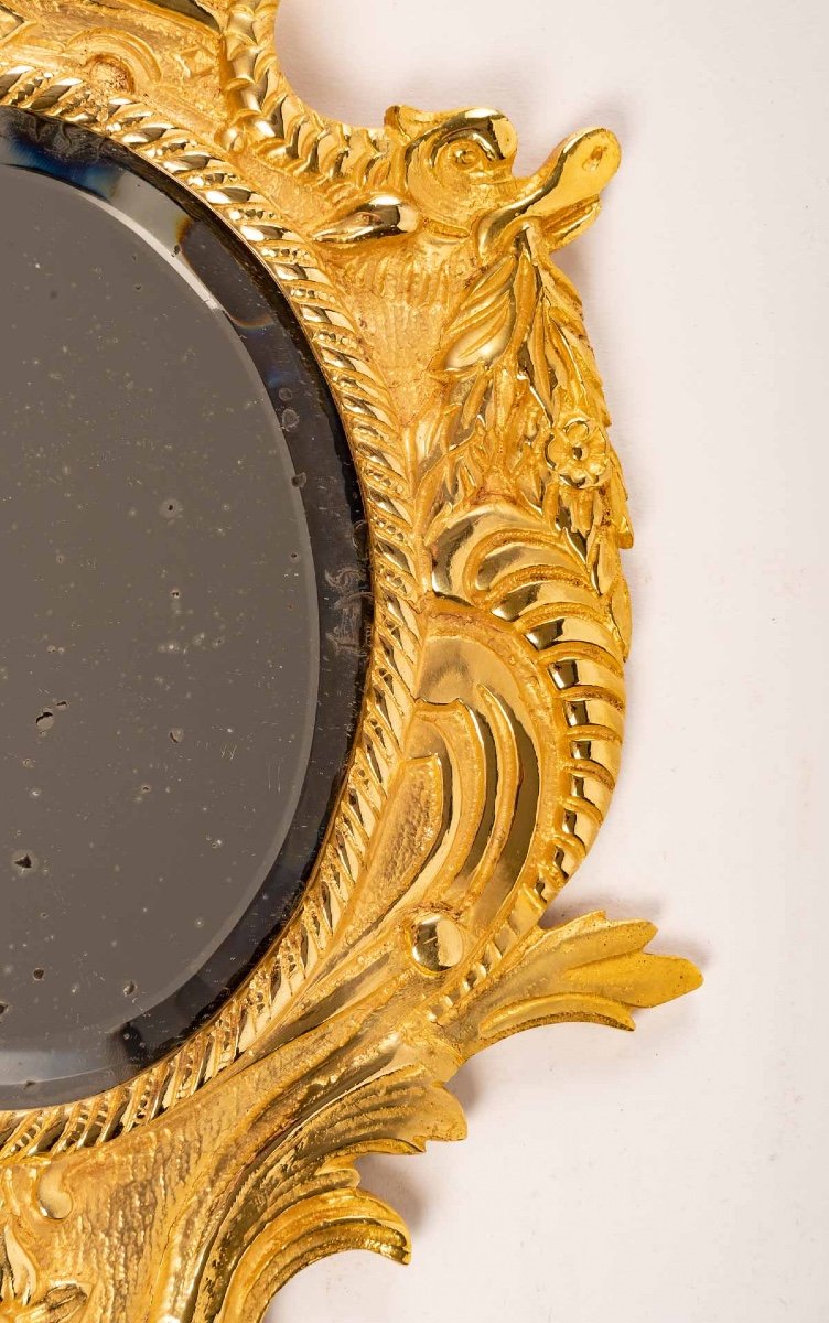 Pair Of Small Gilt Bronze Wall Mirrors Late Nineteenth Century-photo-2