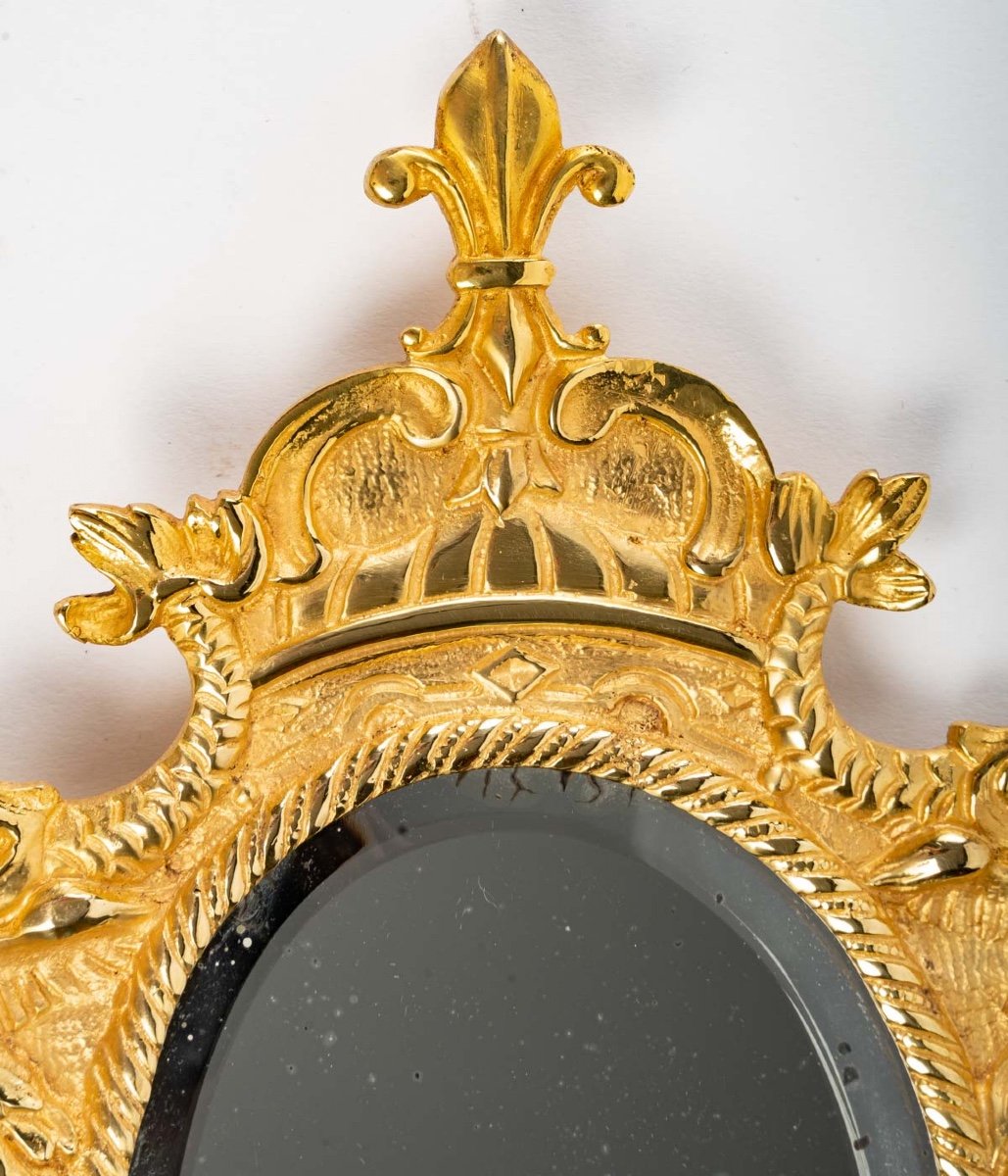 Pair Of Small Gilt Bronze Wall Mirrors Late Nineteenth Century-photo-3