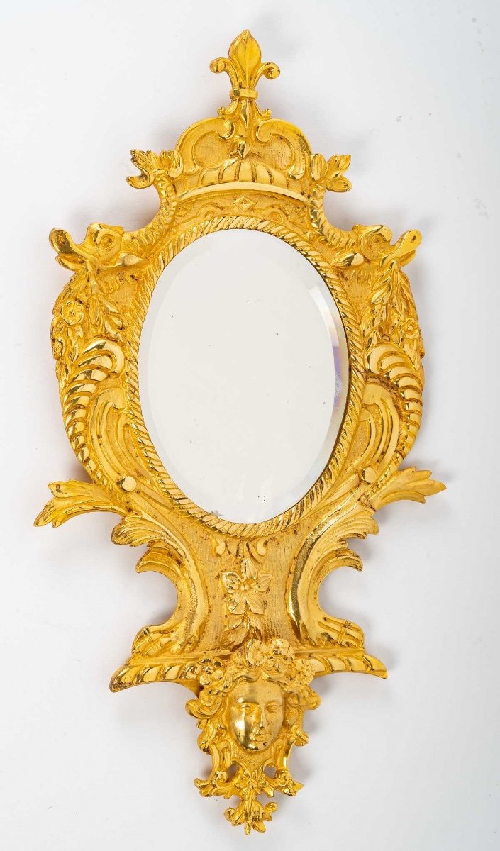 Pair Of Small Gilt Bronze Wall Mirrors Late Nineteenth Century-photo-5