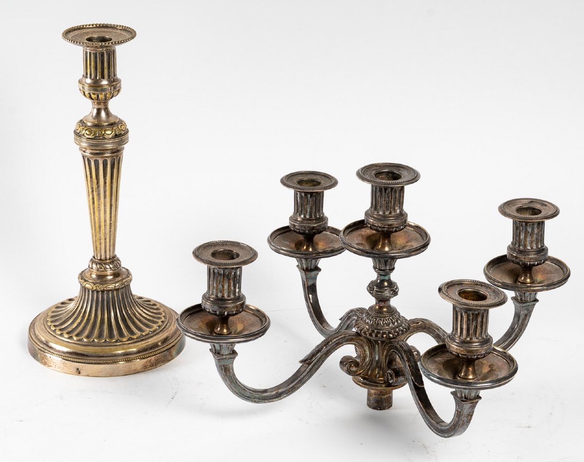 Pair Of Candlesticks In Silver Metal Late Nineteenth Century-photo-3