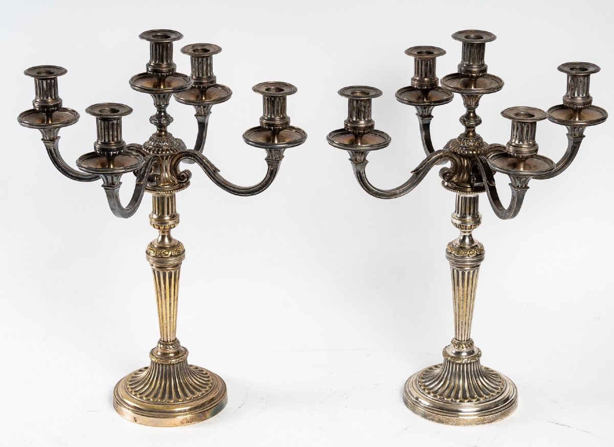 Pair Of Candlesticks In Silver Metal Late Nineteenth Century-photo-8