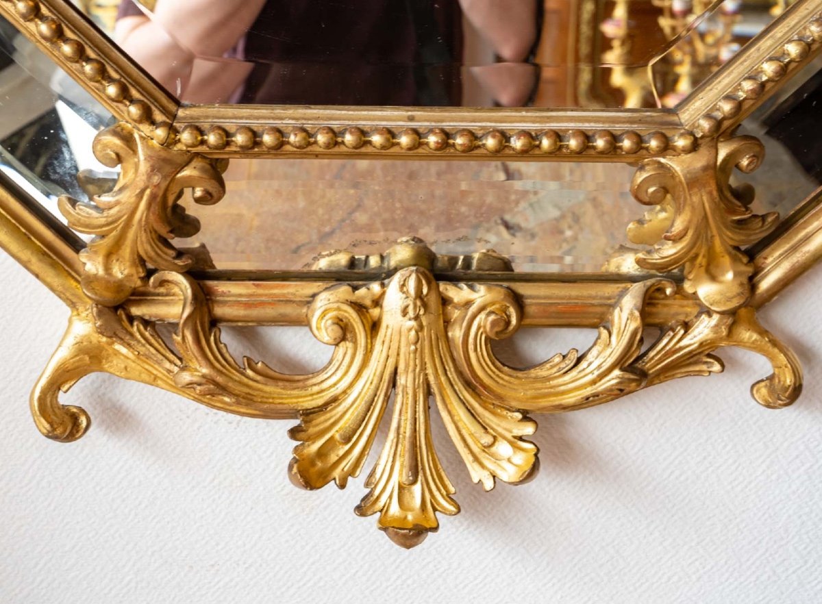 Miroir En Bois Doré De Style Louis XV Fin XIXème Siècle -photo-4