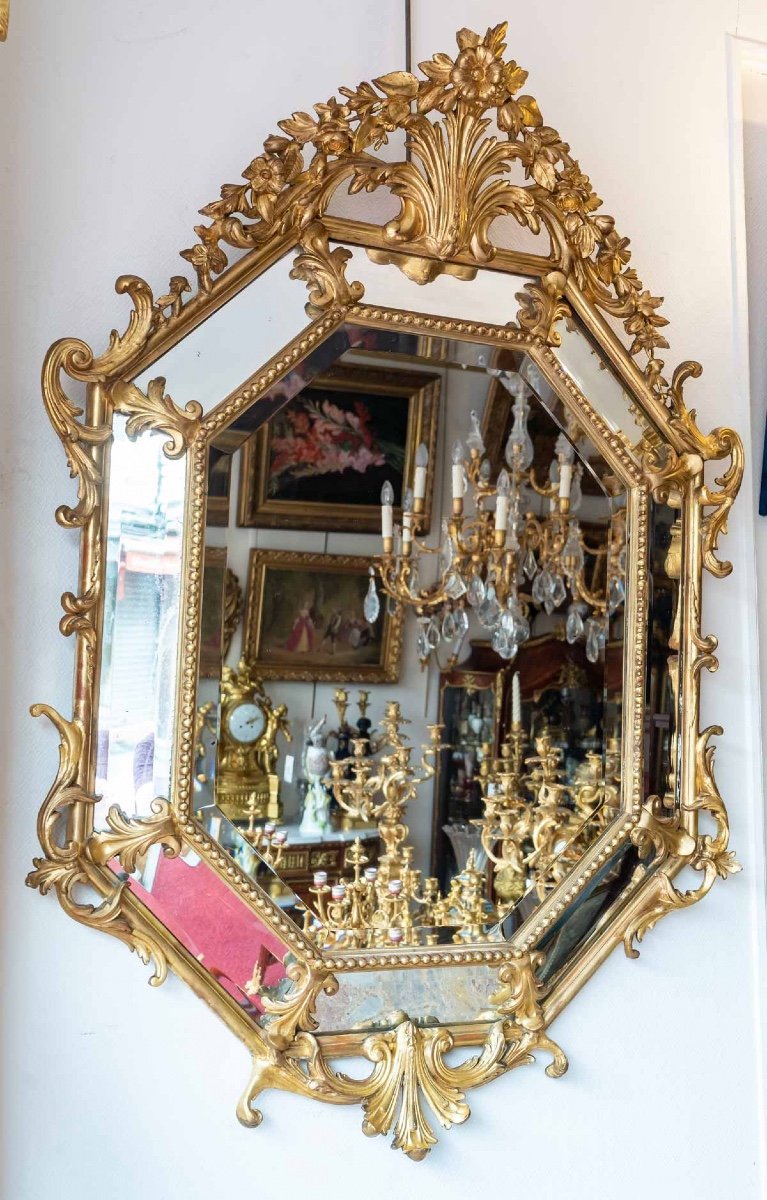 Miroir En Bois Doré De Style Louis XV Fin XIXème Siècle 