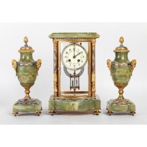 Cloisonne And Gilt Bronze Trim, Green Onyx Late Nineteenth Century