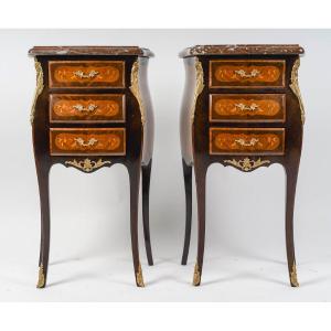 A Pair Of Late 19th Century Marquetry Nightstands 