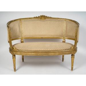 Beautiful Sofa In Carved And Gilded Wood 19th Century