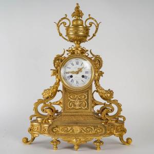 A Louis XVI Style Gilt Bronze Clock, 19th Century 