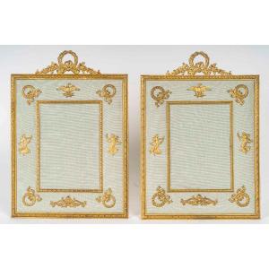 A Pair Of Gilt Bronze Photo Frames Late 19th Century 