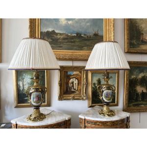 Pair Of Bayeux Porcelain And Gilt-bronze Lamps – Late 19th Century