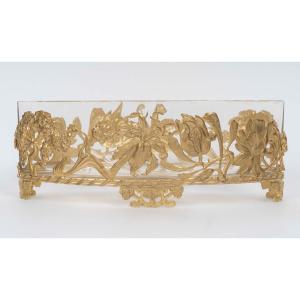 Une coupe en cristal et bronze doré, époque Art nouveau, début XXème siècle 