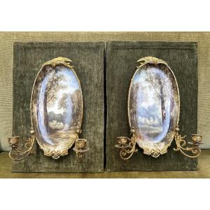 Une paire d'appliques en porcelaine époque Art nouveau
