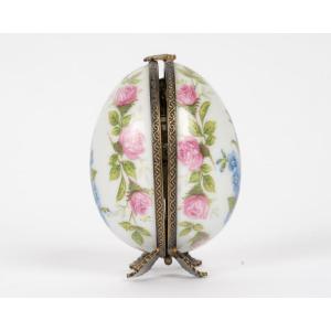 Miniature Limoges Porcelain Egg With Perfume Bottle – Early 20th Century