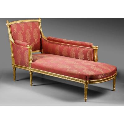 A French Lounge Chair, Louis XVI Style, Late 19th Century