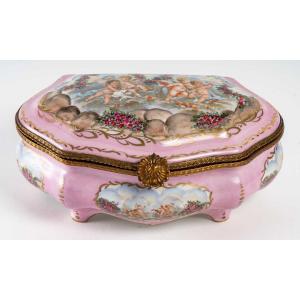 Sèvres Style Pink Porcelain Jewelry Box