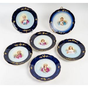 Series Of Blue And White Porcelain Plates Late Nineteenth Century