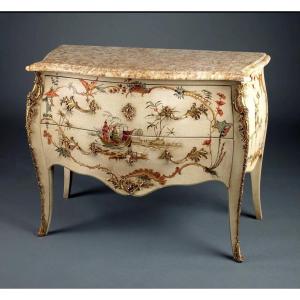 Commode En Laque De Style Louis XV Fin XIXème Siècle 