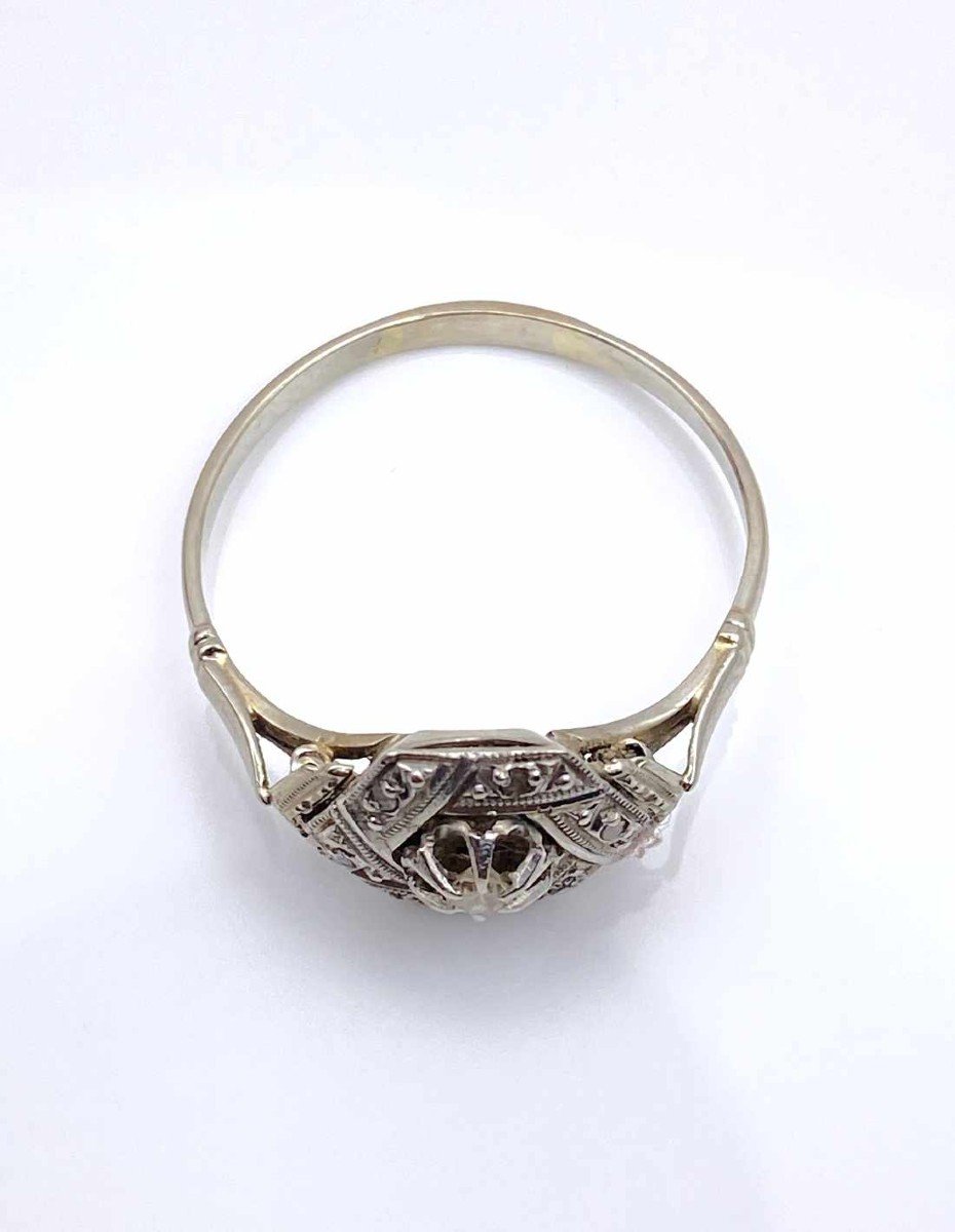 Art Deco Ring White Gold & Diamonds-photo-2