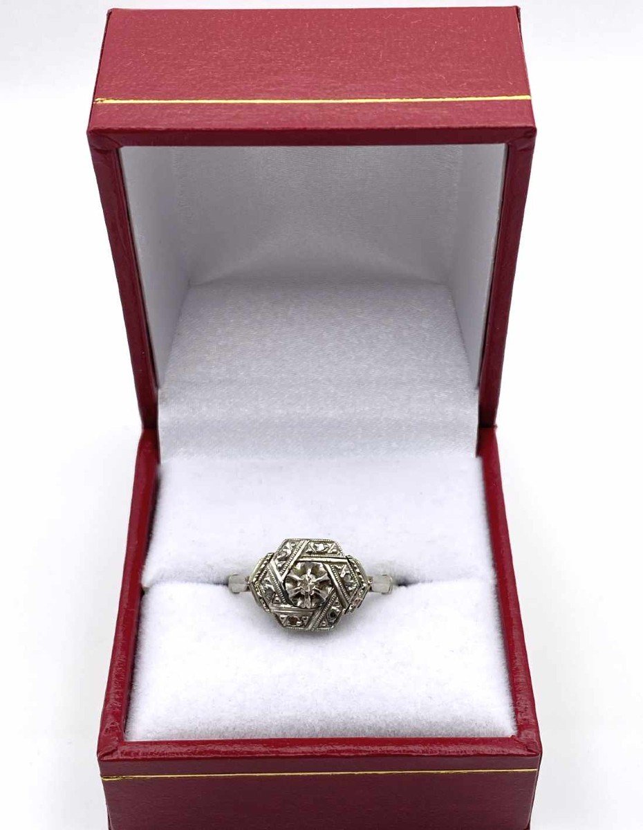 Art Deco Ring White Gold & Diamonds-photo-1