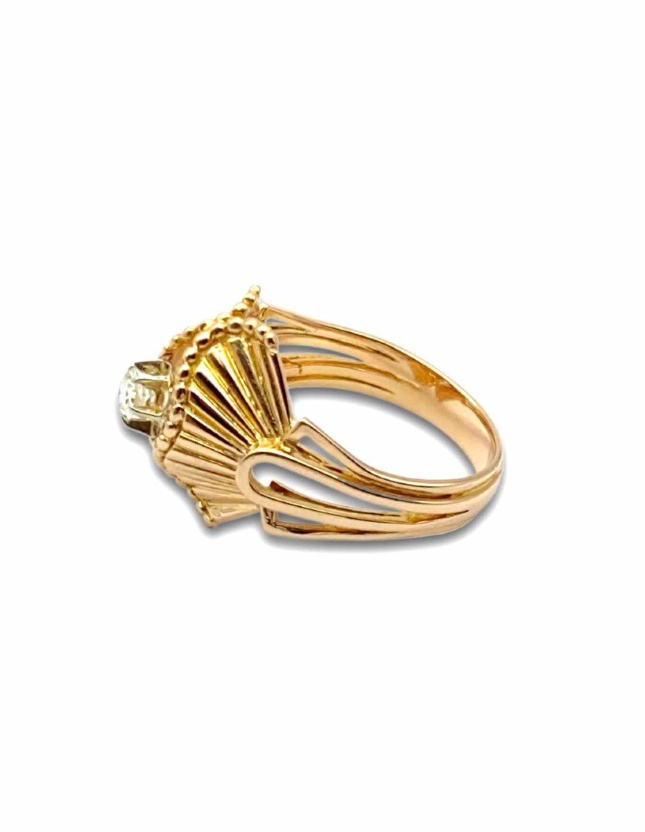 Vintage Draped Gold & Diamond Solitaire Ring-photo-1