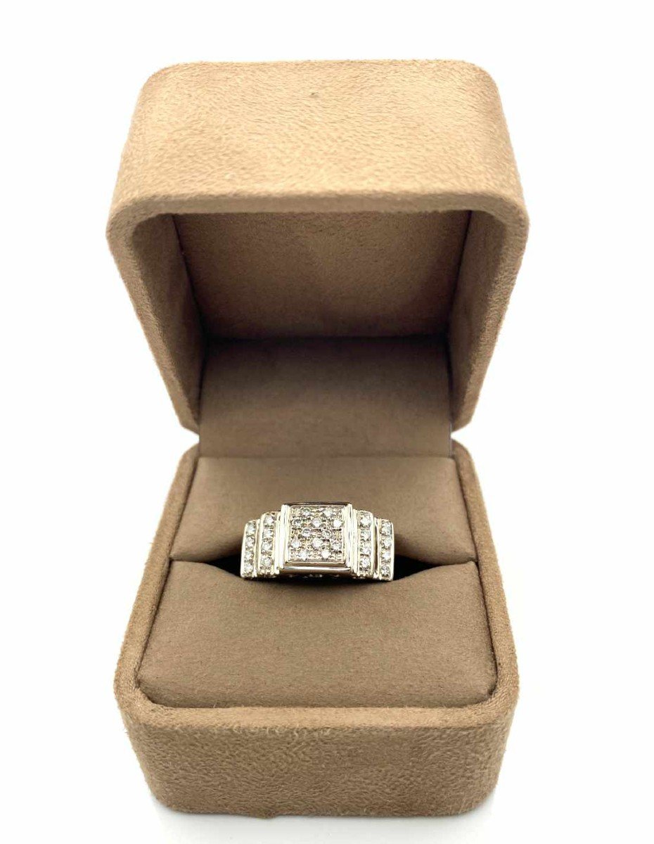 Tank Ring In White Gold With Paved Diamonds-photo-1